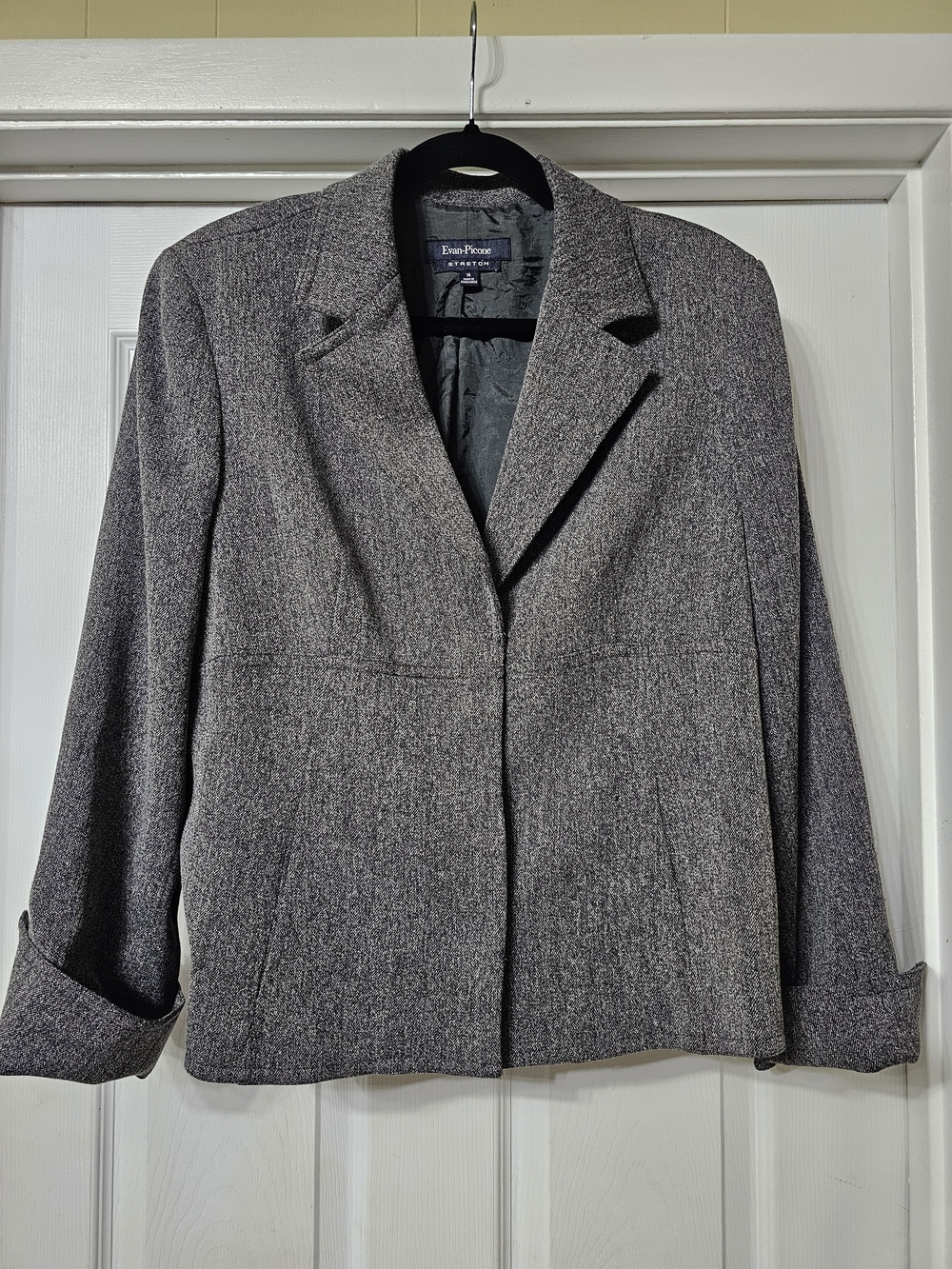 Evan Picone Gray Tweed-Effect Women's Blazer